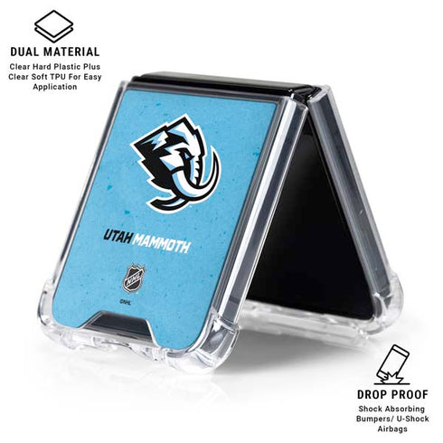 NHL Utah Mammoth Distressed Blue Galaxy Z Flip6 Clear Case